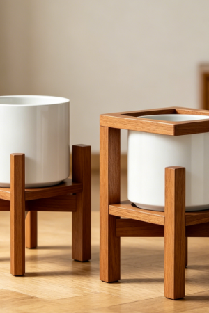 Adjustable Solid Wood Square Plant Stand